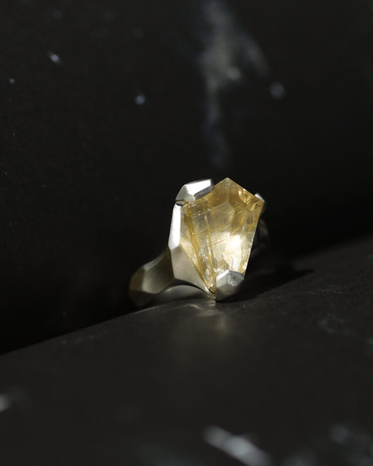 Mined Stone Ring Rutile Quartz